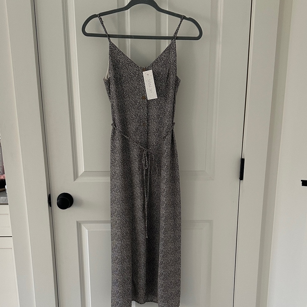 Sienna Sky Black and Tan Midi Dress